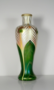 Vase with peacock feather design, 1904-1932